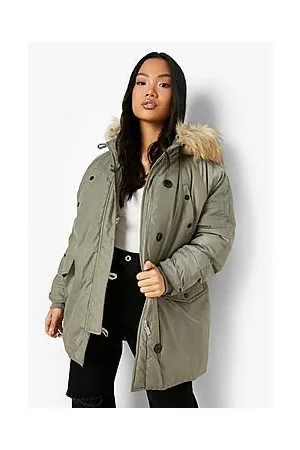 Boohoo Petite Faux Fur Hooded Parka Coat