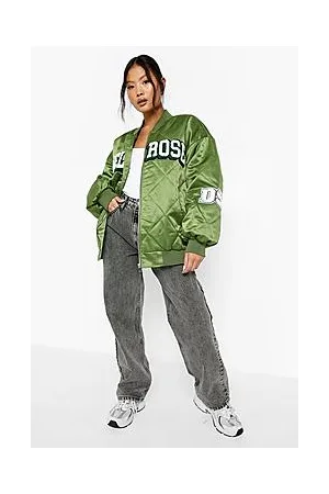 Boohoo Petite Quilted Varsity Oversized Bomber