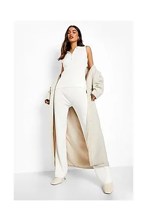 Boohoo Polo Collar And Wide Leg Jogger Knitted Set