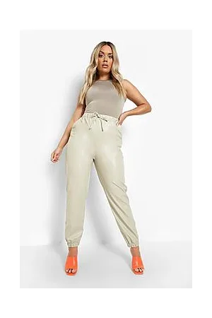 Boohoo Plus Pu Leather Look Joggers