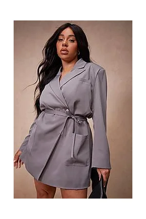 Boohoo Plus Belt Detail Blazer Dress