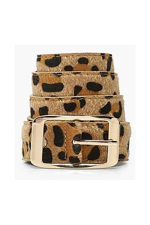 Boohoo Leopard Belt With Gold Buckle