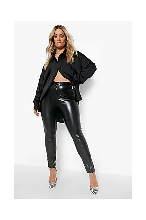 Boohoo Plus High Waisted Matte PU Skinny Trousers