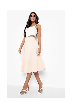 Boohoo Scuba Midi Skater Skirt