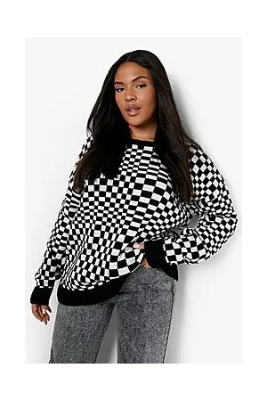 Boohoo Plus Knitted Checkerboard Jumper