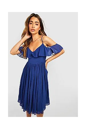 Boohoo Cold Shoulder Ruffle Midi Bridesmaid Dress