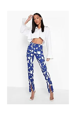 Boohoo Abstract Plisse High Waisted Split Hem Leggings