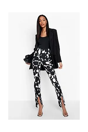Boohoo Abstract Plisse High Waisted Split Hem Leggings