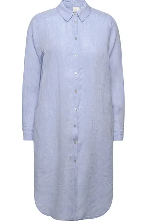 Brandtex B. Copenhagen Casual Dress Tops Shirts Long-sleeved Blue