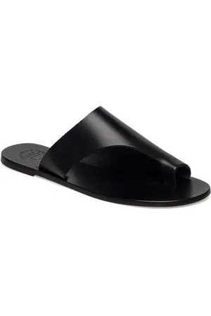 ATP Atelier Rosa Black Vacchetta Designers Sandals Flat Black