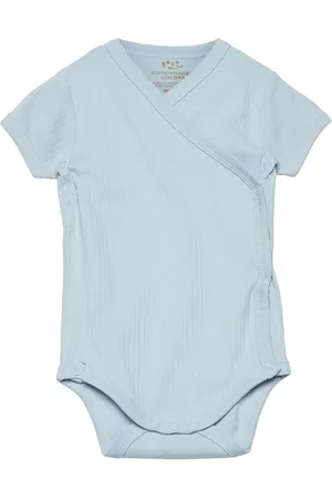 Copenhagen Colors Baby Rib Jersey Body Crossover W. Ss Bodies Wrap Bodies Blue