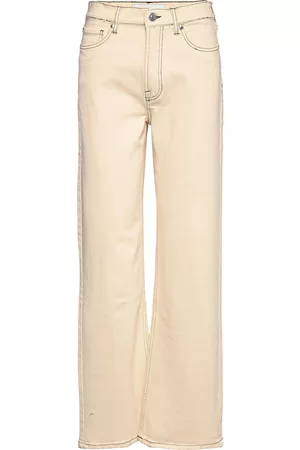 Tomorrow Naiset Suorat Farkut - Brown Straight Jeans Natural Color Leveälahkeiset Farkut Keltainen