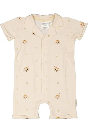 Geggamoja X Mrs Mighetto Bamboo Suit Bodysuits Short-sleeved Beige