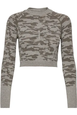 Famme Camo Long Sleeve Crop Top Sport Crop Tops Long-sleeved Crop Tops Multi/patterned