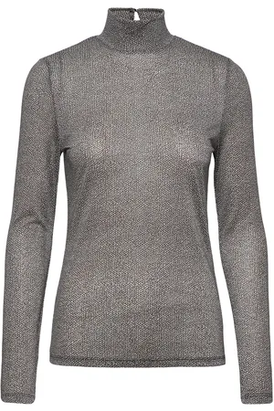 Dante 6 Roux Print Lurex Top Tops T-shirts & Tops Long-sleeved Grey