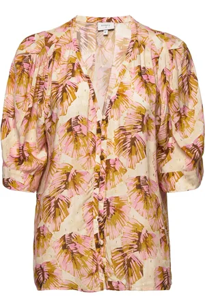Dante 6 Esmay Palm Leaves Blouse Tops Blouses Short-sleeved Multi/patterned