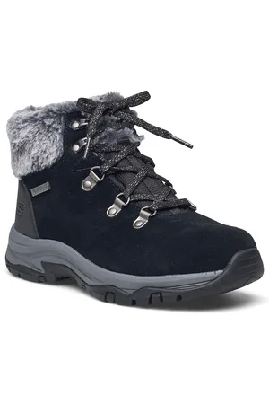 Skechers Womens Relaxed Fit Trego Falls Finest - Waterproof Shoes Boots Ankle Boots Ankle Boots Flat Heel Black