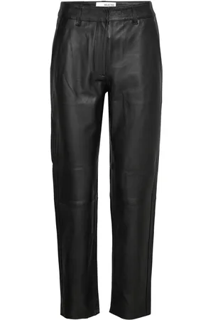 SELECTED Slfmarie Mw Leather Pants B Noos Bottoms Trousers Leather Leggings-Housut Black