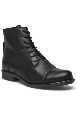 Bianco Biadanelle Leather Derby Boot Shoes Boots Ankle Boots Ankle Boots Flat Heel Black