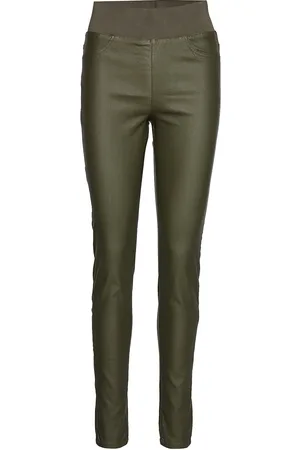 Freequent Fqshantal-Pa-Cooper Bottoms Trousers Leather Leggings-Housut Green