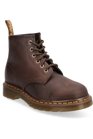 Dr. Martens 101 Dark Brown Crazy Horse Shoes Boots Ankle Boots Ankle Boots Flat Heel Brown
