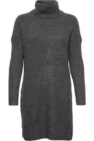 ONLY Onljana L/S Cowlnck Dress Wool Knt Noos Lyhyt Mekko Grey