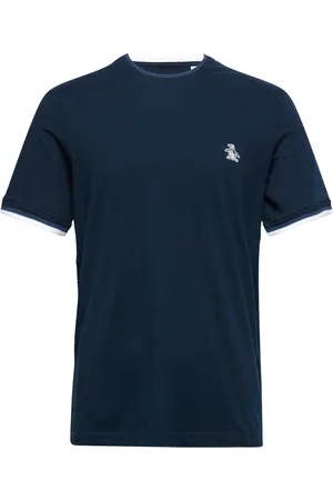 Original Penguin Ss Sticker Pete Ring Tops T-shirts Short-sleeved Blue
