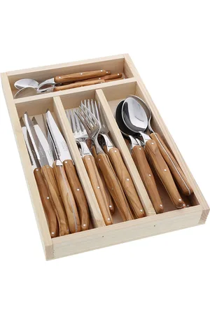 Jean Dubost Bestiksæt 24 Stk Laguiole Home Tableware Cutlery Cutlery Set Brown