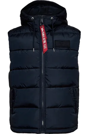 Alpha Industries Hooded Puffer Vest Fd Designers Vests Blue