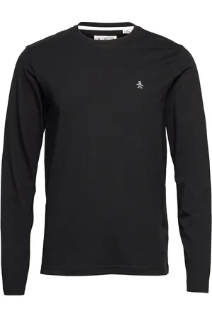 Original Penguin Small Logo Long Sleeve T-Shirt Tops T-shirts Long-sleeved Black