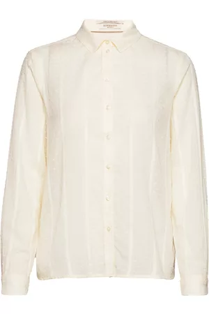 Scotch&Soda Naiset Pitkähihaiset - Cotton Dobby Regular Fit Shirt Pitkähihainen Paita Valkoinen
