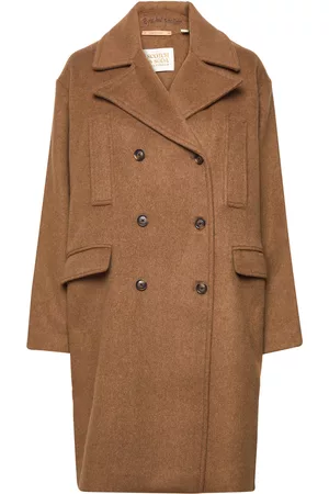 Scotch&Soda Naiset Päällystakit - Brushed Double Breasted, Relaxed Fit Tailored Coat Outerwear Coats Winter Coats Beige