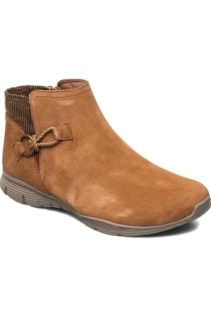 Skechers Womens Seager - Good Spirit Shoes Boots Ankle Boots Ankle Boots Flat Heel Brown