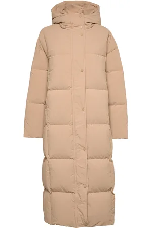 Stand Studio Nylah Coat Topattu Pitkä Takki Beige
