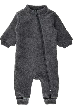 Mikk-Line Lapset Fleecetakit - Wool Suit W Rib Outerwear Fleece Outerwear Fleece Coveralls Harmaa