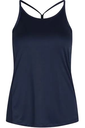 ZEBDIA Women Sports Strap Top Sport T-shirts & Tops Sleeveless Navy