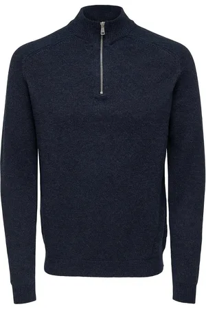 Only & Sons Onsedward Reg 7 Wool Half Zip Knit Cs Tops Knitwear Half Zip Jumpers Navy