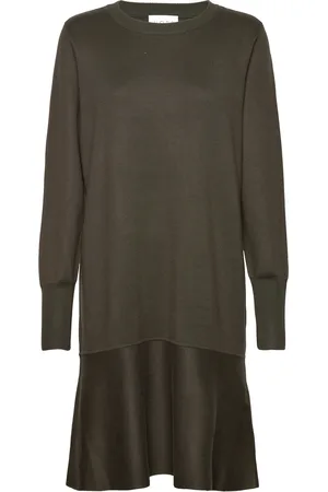 Norr Als Short Knit Dress Polvipituinen Mekko Khaki Green