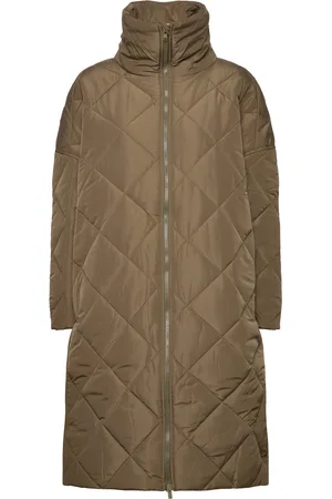 Norr Alma Slit Quilted Jacket Topattu Pitkä Takki Green