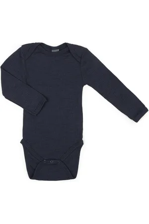 Smallstuff Body Ls, Navy Drop Needle, Merino Wool Bodies Long-sleeved Blue