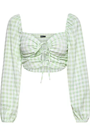 Gina Tricot Kajsa Top Tops Crop Tops Long-sleeved Crop Tops Green
