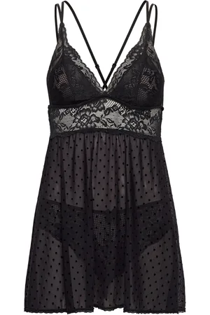Hunkemöller Bd Dot Mesh Lace Beatriz Yöpaita Black