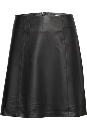 SELECTED Slfnew Ibi Mw Leather Skirt B Noos Lyhyt Hame Black