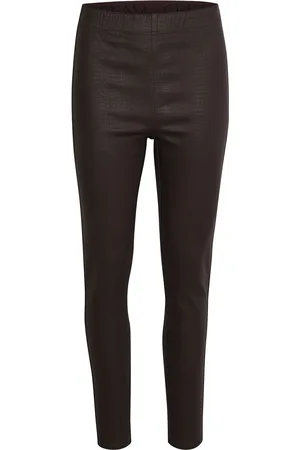 Cream Crtabea Woven Legging Bottoms Trousers Leather Leggings-Housut Brown