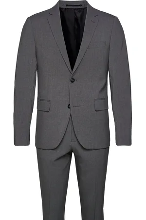 Lindbergh Plain Mens Suit - Normal Length Puku Grey