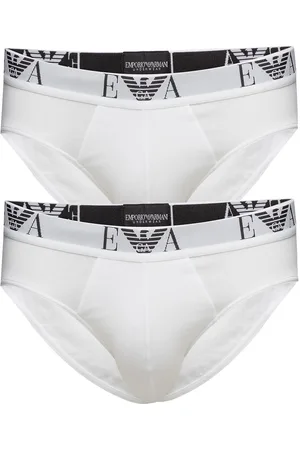 Emporio Armani Mens Knit 2Pack Brie Y-sepalus Briefs Alushousut White