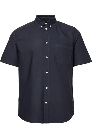 WoodWood Michael Oxford Shirt Ss Designers Shirts Short-sleeved Black