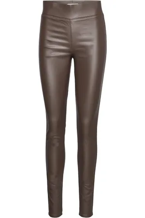Freequent Fqshannon-Pa-Cooper Bottoms Trousers Leather Leggings-Housut Brown