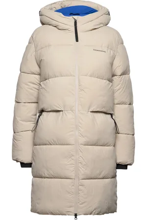 Didriksons Nomi Wns Parka 2 Topattu Pitkä Takki Beige