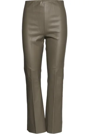 Soaked in Luxury Slkaylee Pu Kickflare Pants Bottoms Trousers Leather Leggings-Housut Grey